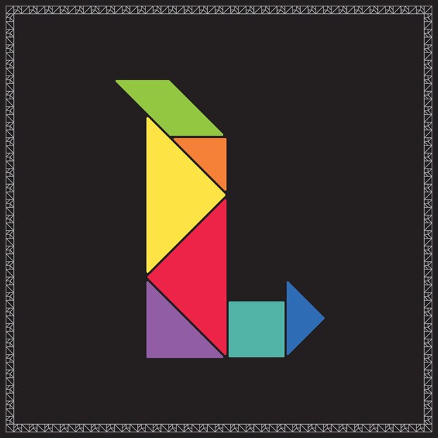 El rompecabezas Tangram la letra L el alfabeto la ilustración geométrica colorida