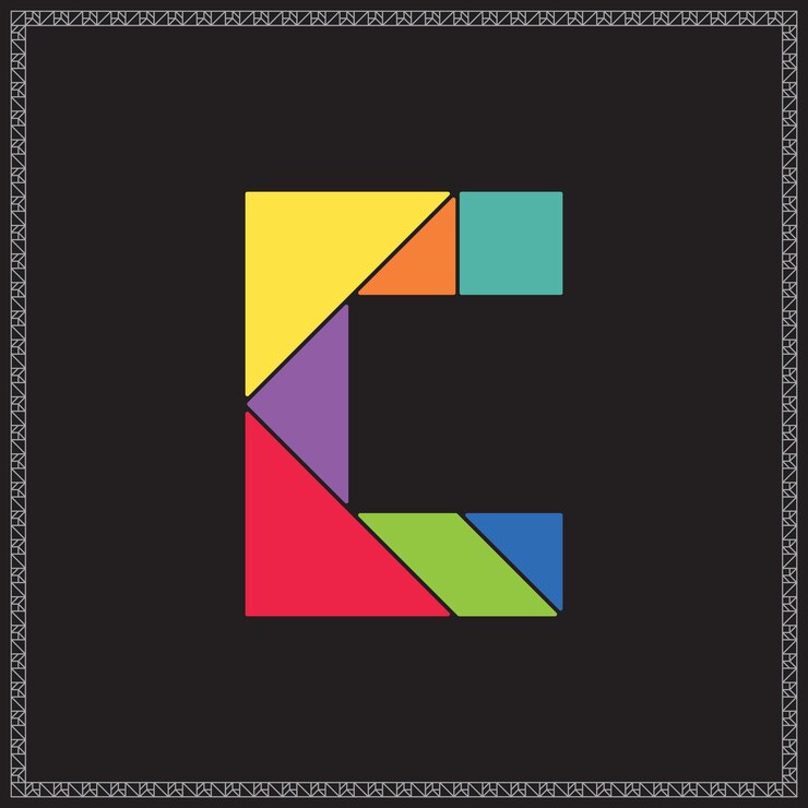 Vector el rompecabezas tangram la letra z el alfabeto la ilustración geométrica colorida