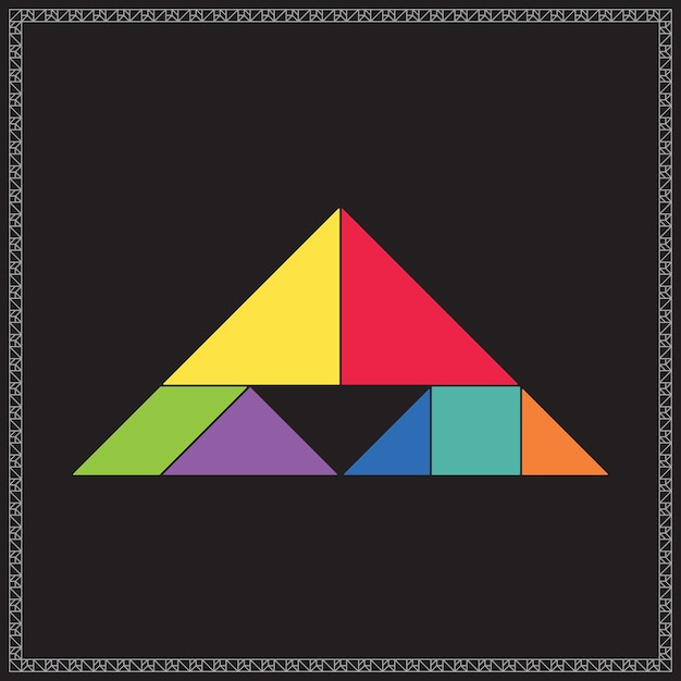 El rompecabezas de Tangram Triángulo incompleto Vector Ilustración geométrica de colores