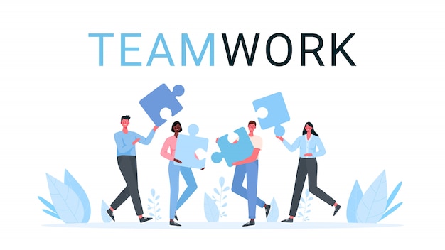 Rompecabezas de trabajo en equipo. Concepto de negocio.