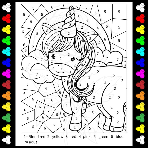 El rompecabezas del unicornio de color por número
