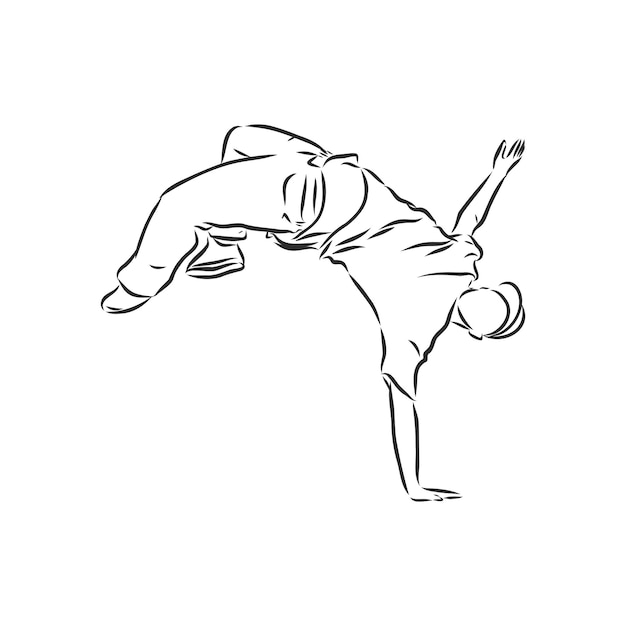 Romper el dibujo de línea continua de bailarina. break dance, bailarina, dibujo vectorial ilustración