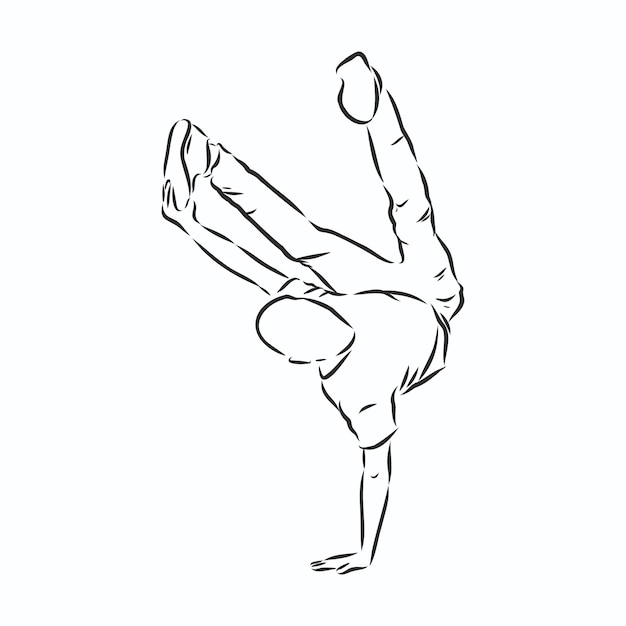 Romper el dibujo de línea continua de bailarina. break dance, bailarina, dibujo vectorial ilustración