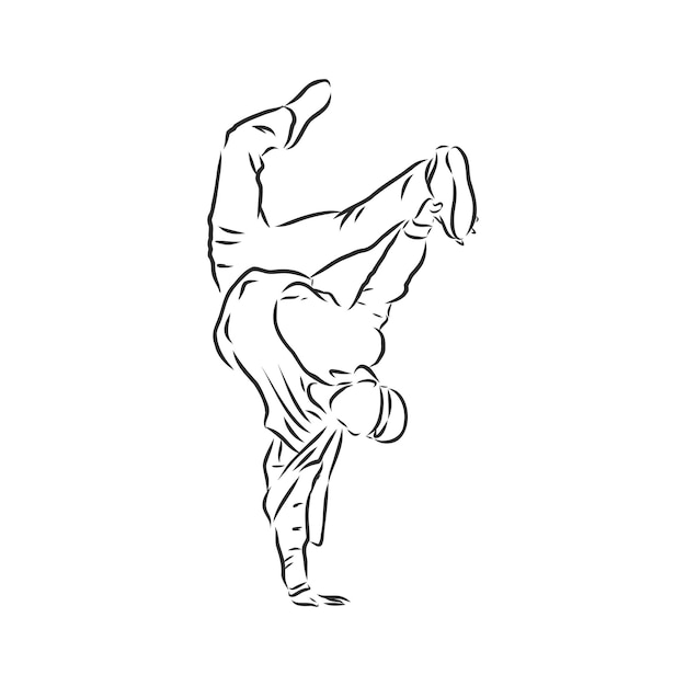 Romper el dibujo de línea continua de bailarina. break dance, bailarina, dibujo vectorial ilustración