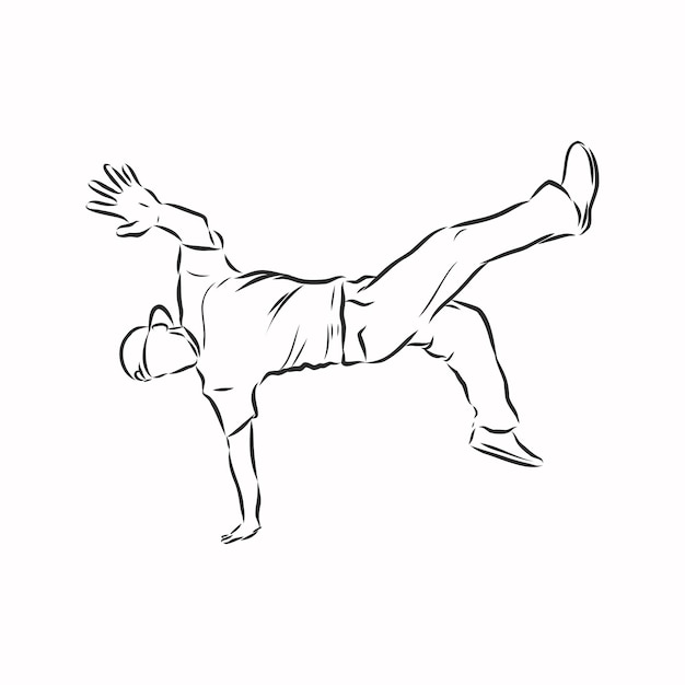 Romper el dibujo de línea continua de bailarina. break dance, bailarina, dibujo vectorial ilustración