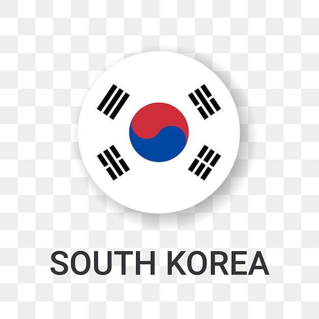 Ronda Bandera de Corea del Sur Vector Icono Ilustración Aislada