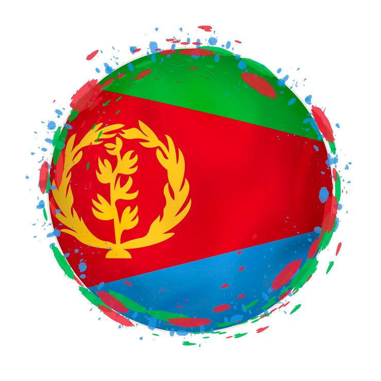 Vector ronda grunge bandera de eritrea con toques de color de la bandera ilustración vectorial