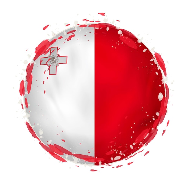 Ronda grunge bandera de malta con toques de color de la bandera ilustración vectorial