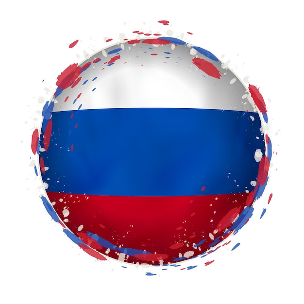 Ronda grunge bandera de rusia con toques de color de la bandera ilustración vectorial