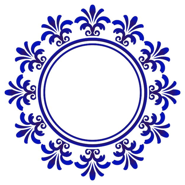 Ronda ornamental azul, marco de arte decorativo