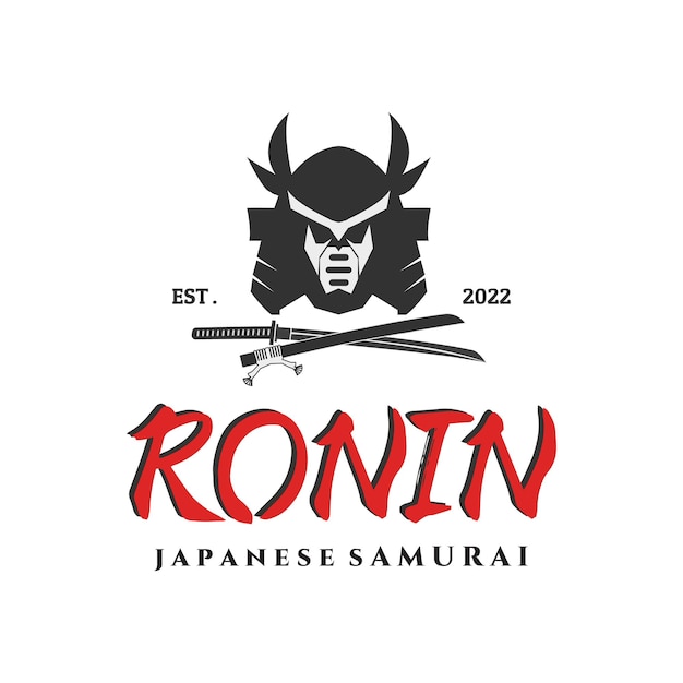 Ronin samurái japonés logotipo vintage vector diseño de ilustración minimalista casco arte de la cultura moderna