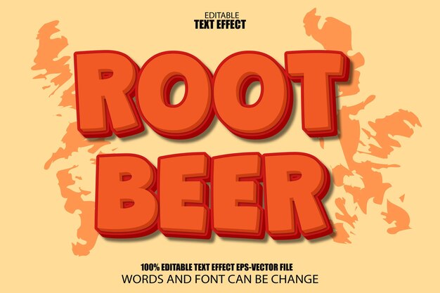 Root beer efecto de texto editable estilo de dibujos animados en 3d