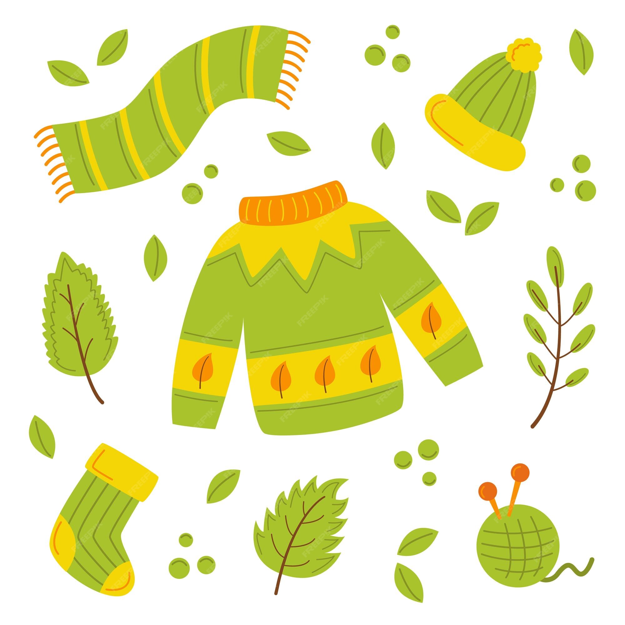 Ropa de abrigo verde para el otoño ilustración vectorial Vector Premium