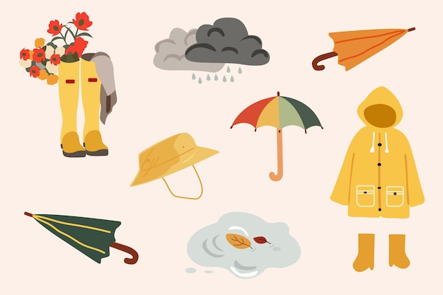 Ropa y artículos para el clima lluvioso Botas de goma impermeable panama y paraguas