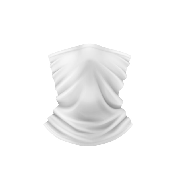 Ropa de bandana blanca para cuello o bufanda, plantilla de chal de piel de ante para la cara. Máscara de cabeza unisex o diadema para accesorios de ropa de invierno. Maqueta de artículos para la cabeza. Ropa de abrigo. ilustración vectorial