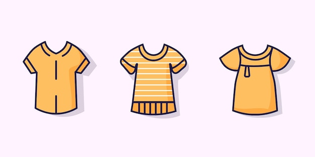 Ropa de bebé para niños Conjunto de diferentes iconos vectoriales Moda para niños