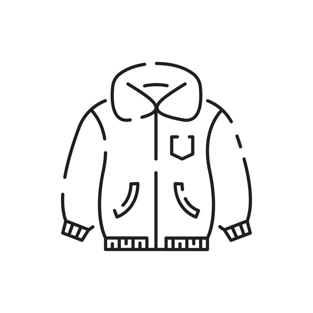 Ropa cálida icono de la línea de otoño e invierno Suéter de punto Colección vectorial de ropa de invierno Doodle Esbozo vectorial en blanco Elementos de diseño estacional