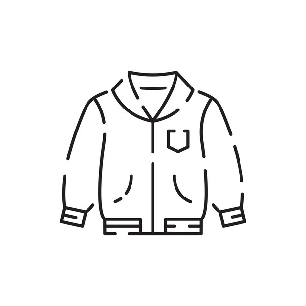 Ropa cálida icono de la línea de otoño e invierno Suéter de punto Colección vectorial de ropa de invierno Doodle Esbozo vectorial en blanco Elementos de diseño estacional