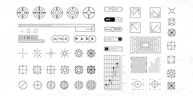 ropa de calle ciberpunk elemento de interfaz tecnología plantilla de diseño gráfico vectorial
