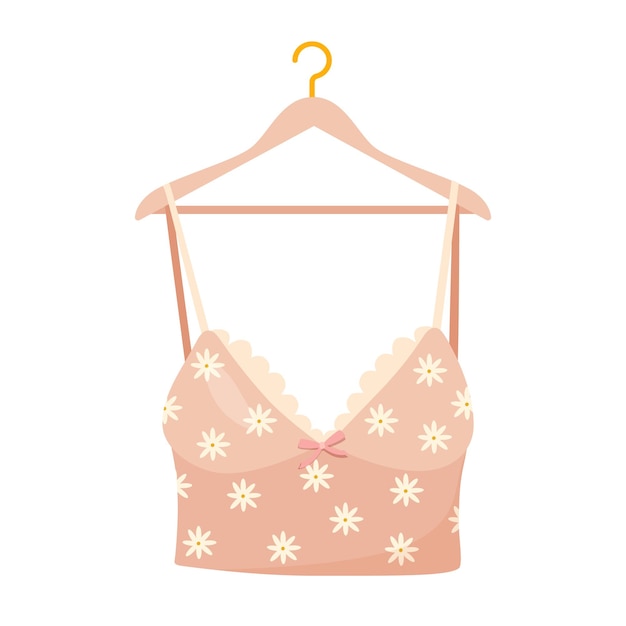 Ropa de chica elegante en colgante aislada sobre un fondo blanco