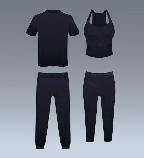 Vector ropa deportiva para hombres y mujeres