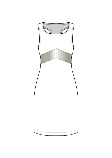 Ropa dibujada a mano vestido estilo de moda falda contorno ilustración