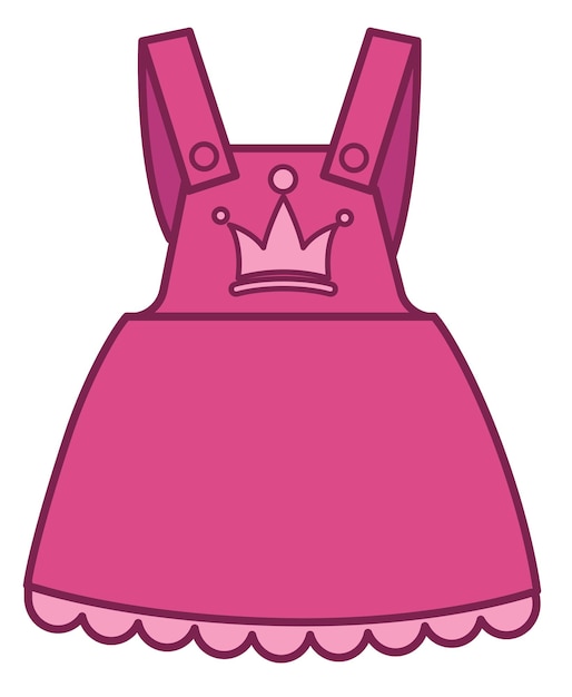 Ropa elegante y moderna para niños. vestido de mezclilla aislado con estampado de corona, ropa de niña para bebés. ropa sin mangas para niños en edad preescolar. traje de niña, vector de estilo plano