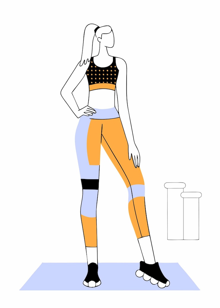 Vector ropa de entrenamiento moda ropa deportiva de moda uniforme deportivo aspecto de fitness atleta mujer deportista haciendo ejercicio en ropa de gimnasio de moda arte de ilustración sobre fondo blanco