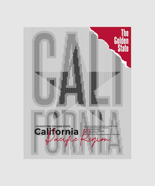 Ropa de eslogan de tipografía de California ilustración de impresión de vector de diseño abstracto