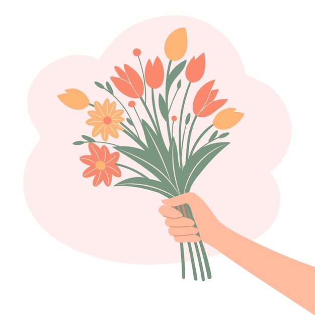 Ropa de flores en la mano Ropa de flor en la mano Ilustración en estilo plano