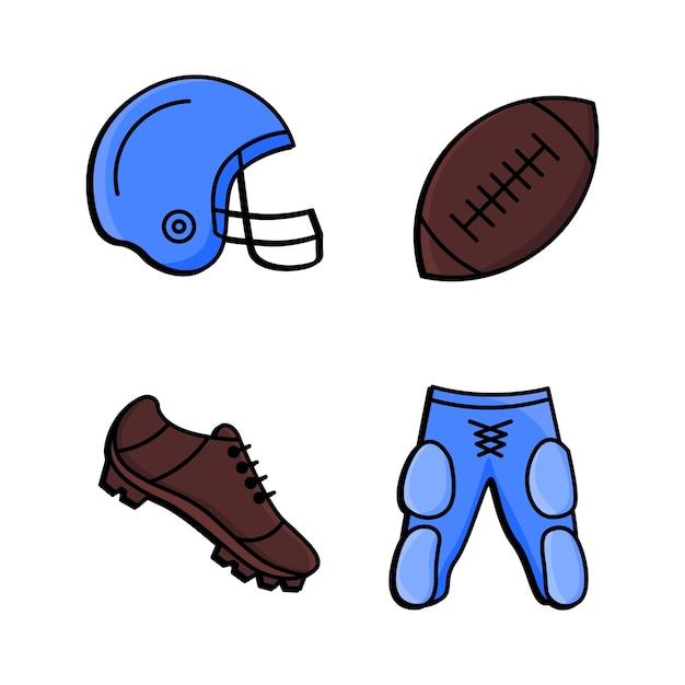 ropa de fútbol americano y diseño de conjunto de vectores de pelota