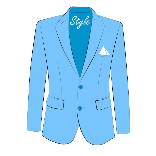 Ropa de hombre, traje elegante. Chaqueta azul.