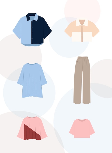 Vector ropa de ilustración plana para mujer.