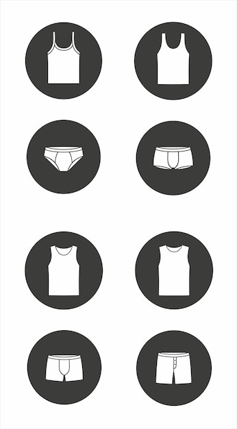 Vector ropa interior para hombre camiseta sin mangas y pantalones icono en un círculo ilustración vectorial