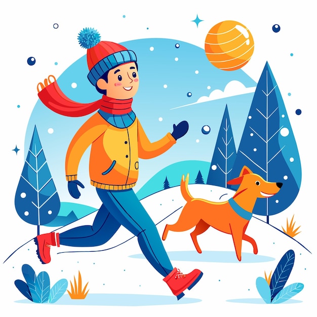 Vector ropa de invierno, esquí, vacaciones, nieve, diversión para niños, dibujo a mano, adhesivo de dibujos animados, concepto de icono.