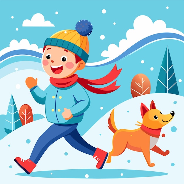 Vector ropa de invierno, esquí, vacaciones, nieve, diversión para niños, dibujo a mano, adhesivo de dibujos animados, concepto de icono.