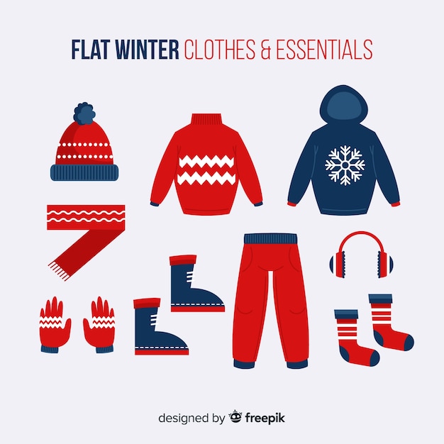 Ropa de invierno plana y básicos