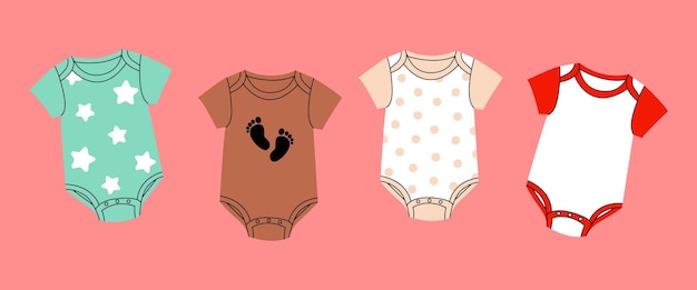 Vector ropa linda para bebés y niños, ropa infantil, ropa moderna para niños, mameluco para niños, guardería de dibujos animados