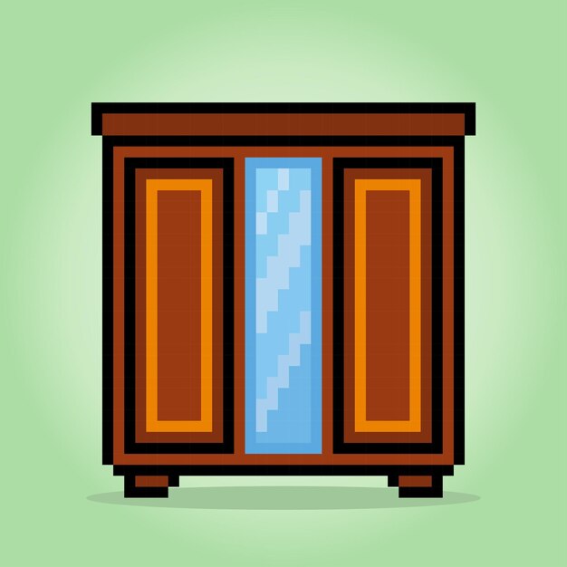 ropa de madera de píxeles de 8 bits en ilustraciones vectoriales para el arte de píxeles del armario de activos del juego