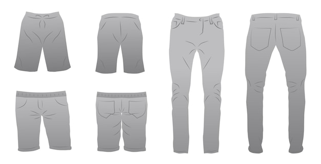 Ropa masculina Un juego de pantalones cortos masculinos Pantalones en estilo vectorial
