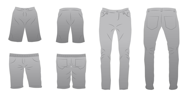 Ropa masculina un juego de pantalones cortos masculinos pantalones en estilo vectorial