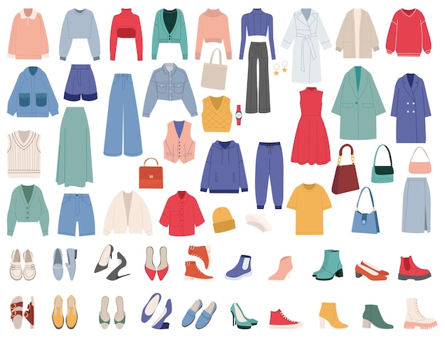 ropa de mujer en un vector de fondo blanco