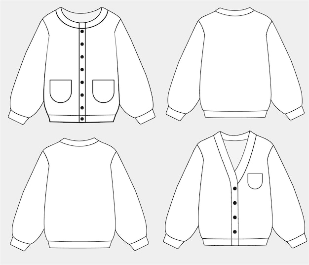 Vector ropa de suéter casual para niños dibujada a mano diseño vectorial