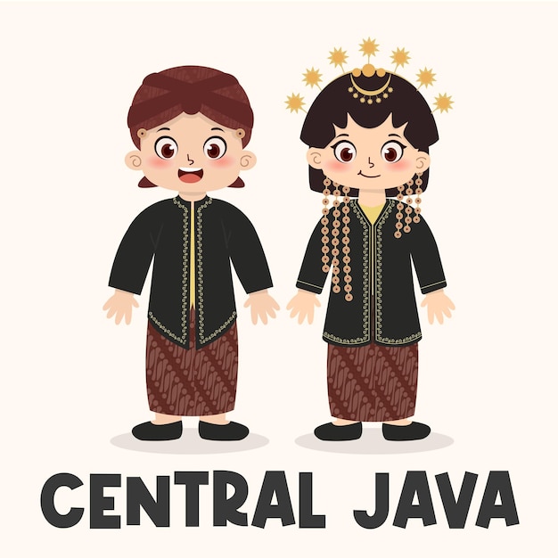 Vector ropa tradicional indonesia de java central