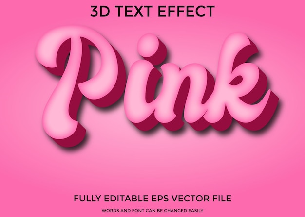 Rosa 3d efecto de texto editable eps premium con fondo