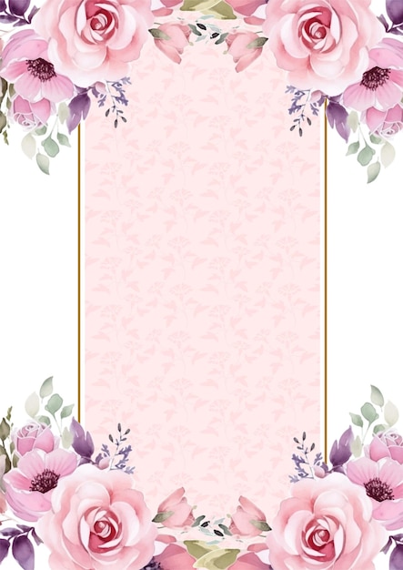 Rosa y beige elegante fondo de acuarela con flora y flores