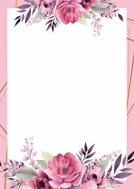 Vector rosa blanco y púrpura violeta invitación fondo ramo acuarela pintura con flora y flor