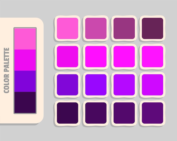Vector rosa caliente magenta violeta oscura azul medianoche paleta de colores rgb colores que coinciden con los colores armoniosos