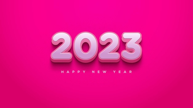 Vector rosa clásico feliz año nuevo 2023 3d hermoso