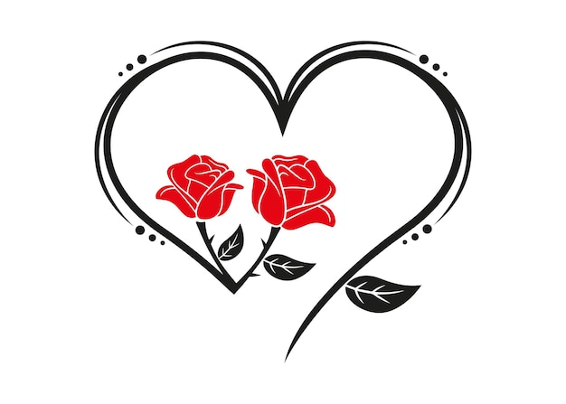 Rosa corazón forma amor concepto minimalista aislado ilustración